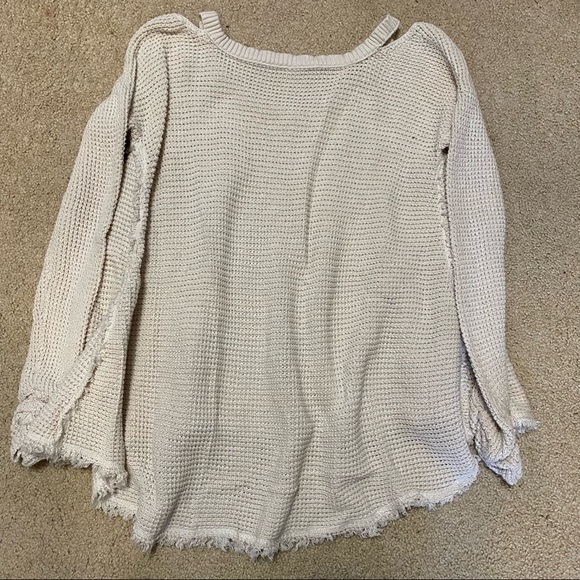 Womens Free People Cream Cold Shoulder Sweater size Large - Picture 4 of 6